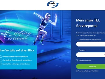enviaTEL-Serviceportal Bildschirmaufnahme des Geschäftskundenportals
