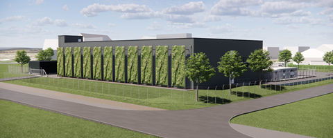 3D-Ansicht Begrünungsanlage 3D-Grafik der Begrünungsanlage des Datacenter Hannover