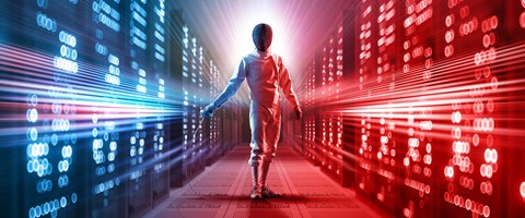 Datacenter Leipzig – bringt Ihre Daten in eine gute Position Fechter zwischen Servern in einem Rechenzentrum