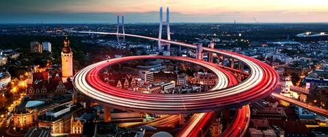 DE-CIX-Leipzig-enviaTEL-Datendrehkreuz Großes Autobahnkreuz in der Leipziger Innenstadt