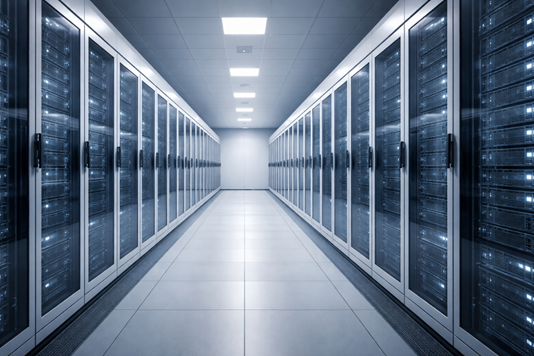 Motiv Servergang Ausschnitt eines Kaltgangs im Serverraum