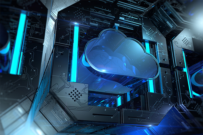 FlexBackup – die Cloud-Zusatzfunktion für mehr Sicherheit FlexBackup – Bild zeigt futuristische Backup Cloud