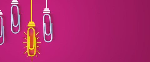 Büroklammer-Licht-Wissen Blinkende Büroklammer steht für Ideenreichtum