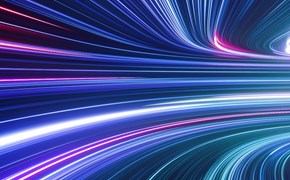 Datenautobahn Data-Highway Datenstrom als leuchtende Straße dargestellt