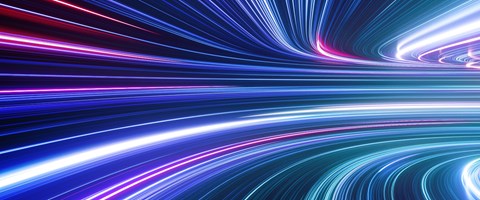 Datenautobahn Data-Highway Datenstrom als leuchtende Straße dargestellt