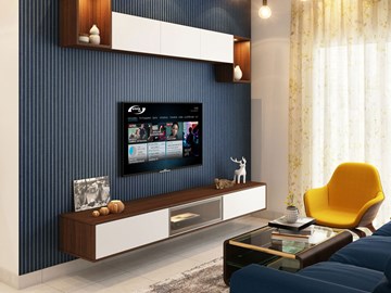 Highspeed im Wohnzimmer Wohnzimmer mit Fernseher und envia TEL Logo