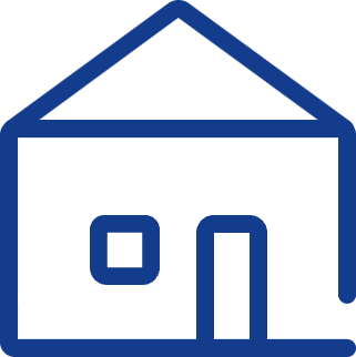 Blaues Piktogramm eines Hauses