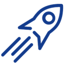 Highspeed-Geschwindigkeit Blaues Piktogramm einer Rakete