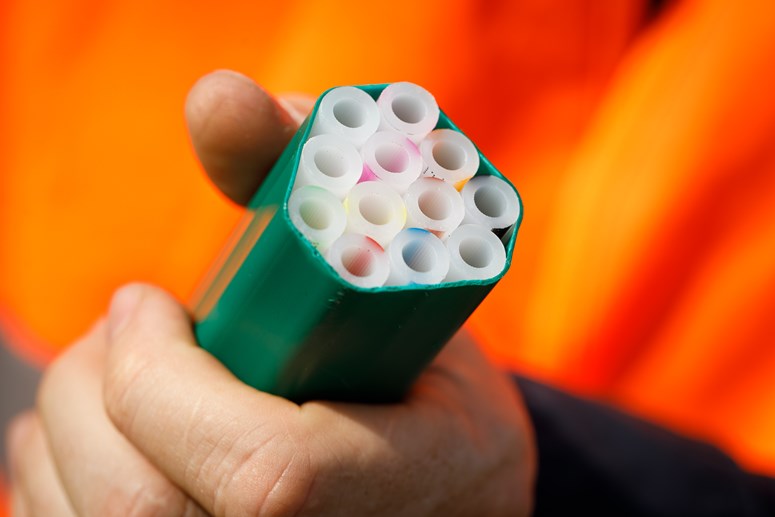 Glasfaser Nahaufnahme von Glasfaserleerrohren