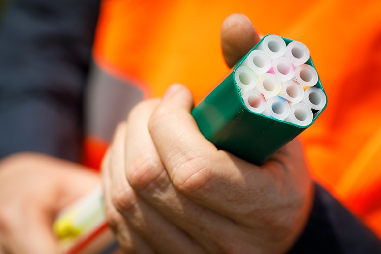 Glasfaser Nahaufnahme von Glasfaserleerrohren