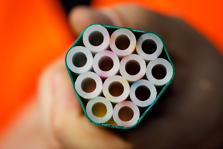 Glasfaser Nahaufnahme von Glasfaserleerrohren