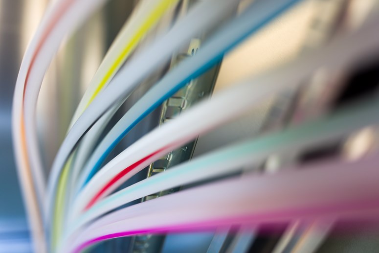 Glasfaser Nahaufnahme von Glasfaserkabeln