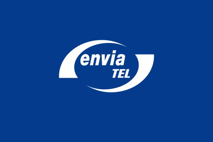 envia TEL Logo der envia TEL auf blauem Hintergrund