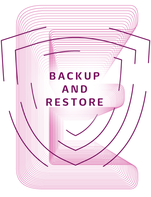 3D-Grafik des Buchstabens E mit Text und angedeutetem Schutzschild