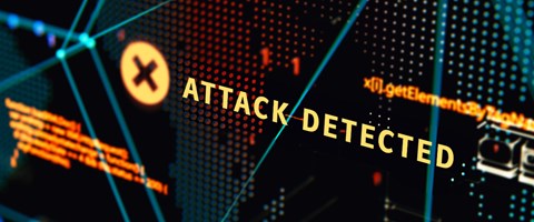 Gefahren im Blick Bildschirm mit gelbem digitalen Schriftzug